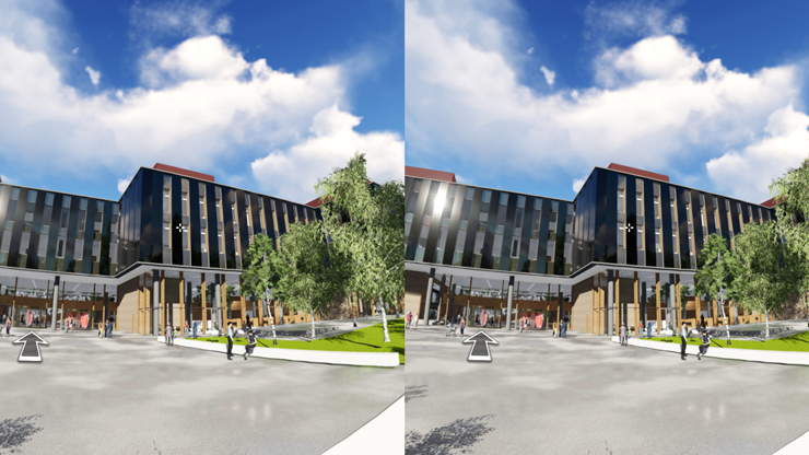 3D view entrance square the life science building