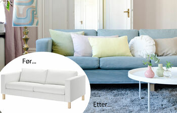 møbel, sofa, før og etter