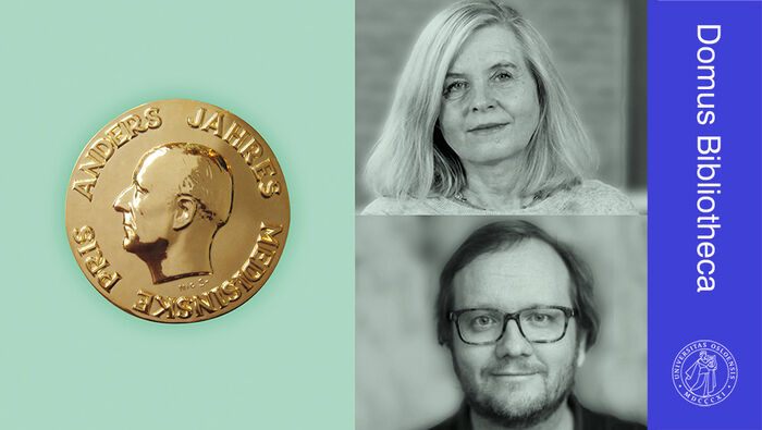 Portrait photos of this year's award winners and the prize medal