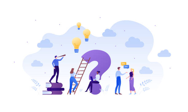 People asking questions and walking up the ladder towards new ideas