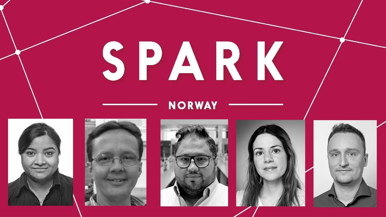 The project managers of the five new SPARK Norway teams, from left Tanima SenGupta, Lars Nilsson, Esmaeil Dorraji, Shadab Abadpour and Adam Filipczyk.