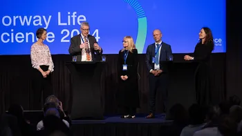 Katarina&amp;#160;Nyström (Genomic Medicine Sweden), Andrew Morris (Health Data Research UK),&amp;#160;Päivi Sillanaukee (Ministry for Social Affairs and Health, Finland), Henrik Ullum (Statens Serum Institut, Denmark) participated in a panel discussion lead by Camilla Stoltenberg (Norce).