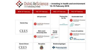 In November we have worked with the programme for the Oslo Life Science-Conference 2018.
This is the conference for all&amp;#160;who are interested in research, education, innovation, business and politics in life sciences. Title in 2018: Investing in health and environment.&amp;#160;
The registration will open this week.&amp;#160;We hope to see all of you 12–15 February 2018.
Visit the conference web page www.uio.no/oslolifescience for more information.
Organizers in 2018: UiO:Life Science, the Association of the Pharmaceutical Industry in Norway (LMI), Oslo University Hospital (OUS), the Norwegian University of Life Sciences (NMBU), Centre for Ecological and Evolutionary Synthesis (CEES),&amp;#160;the Norwegian Biotechnology Advisory Board and the City of Oslo.
