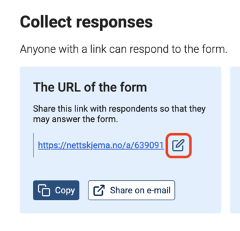 Red circle around the button for changing the URL