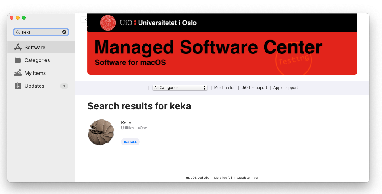 Screenshot: Searching for software in Managed Software Center