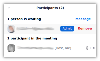 Admit participant from waiting room