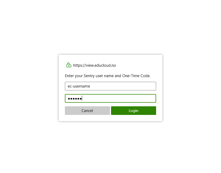 Textbox where you have to enter your username and your one-time-code