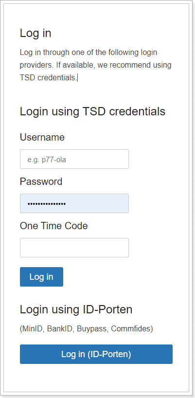 Use TSD credentials