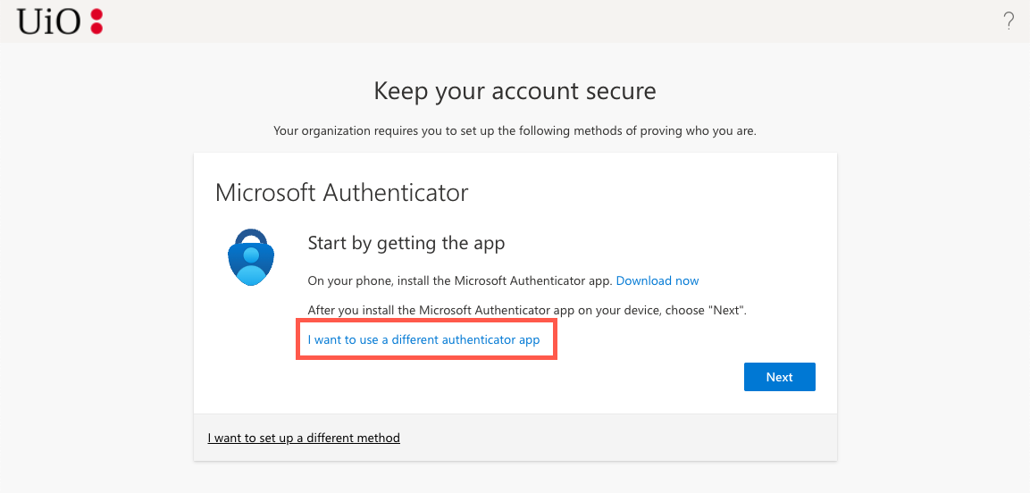 Screenshot of the setup guide: Start by getting the app