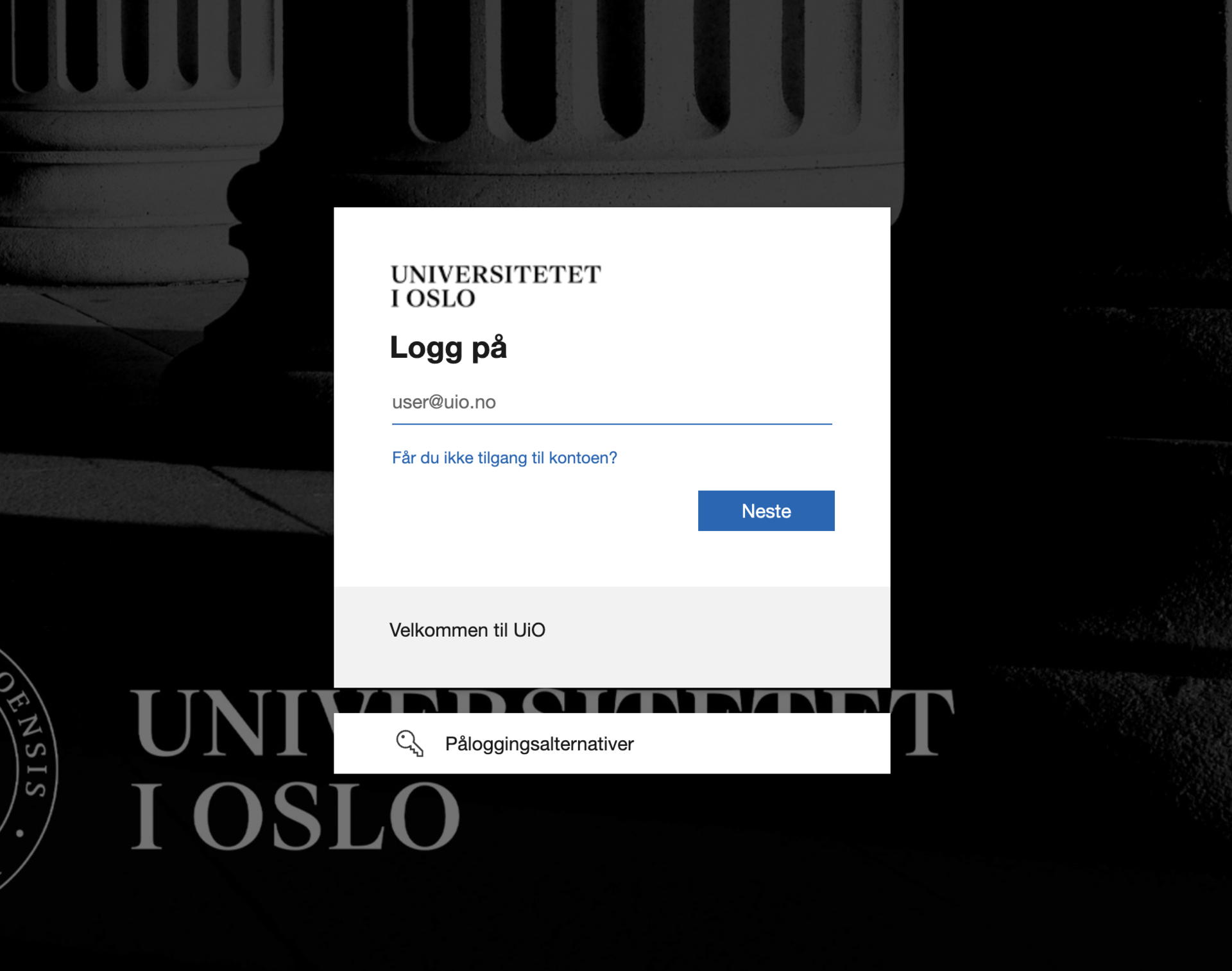 Screenshot of Microsoft Sign In page