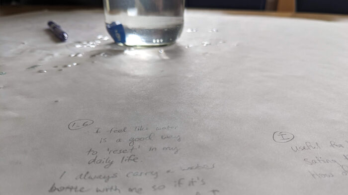 Photography of a tumler and handwriting