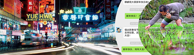 cars, lights, Chinese characters, man in a rice field