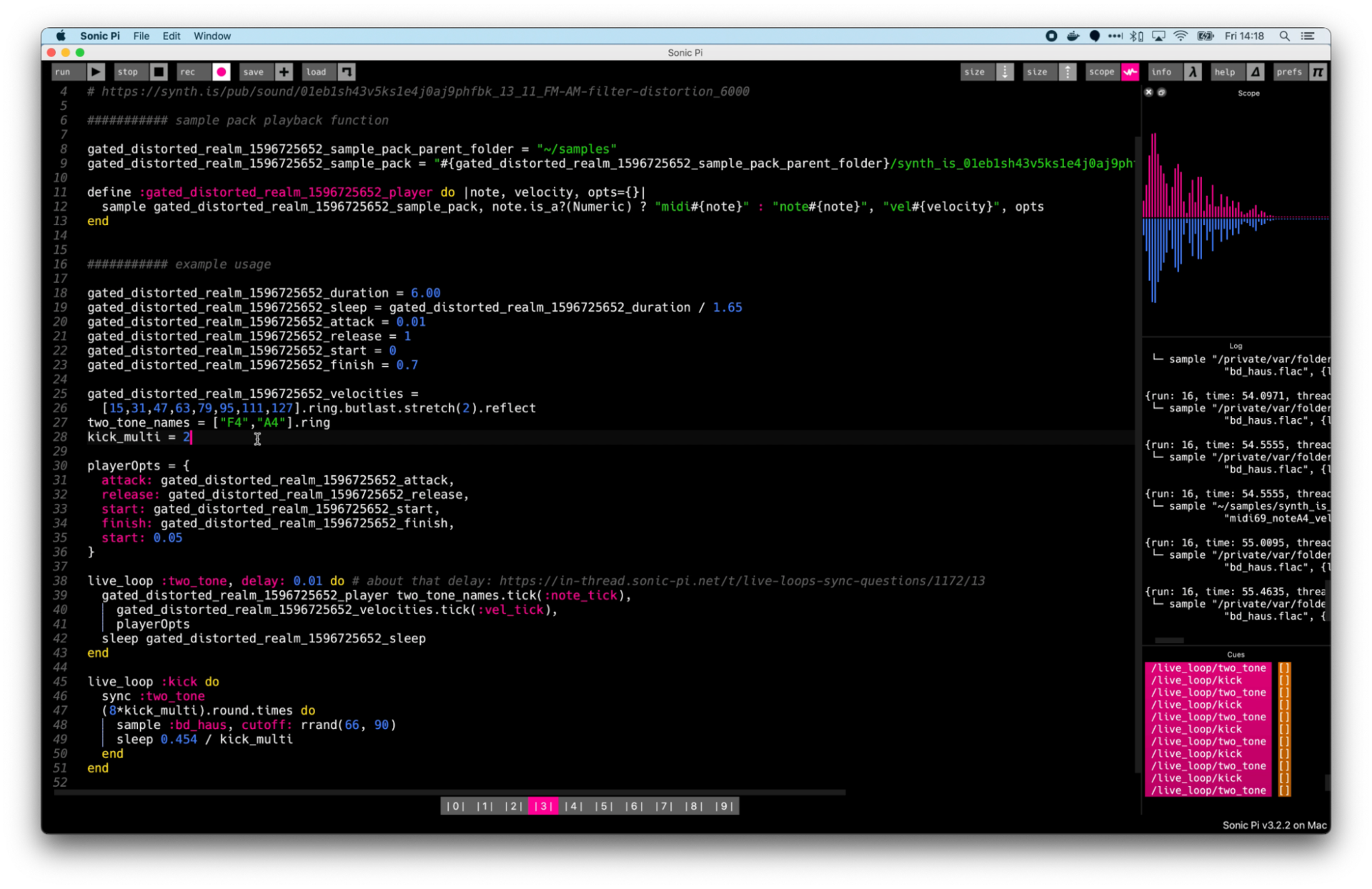 Sonic Pi live coding rendering template