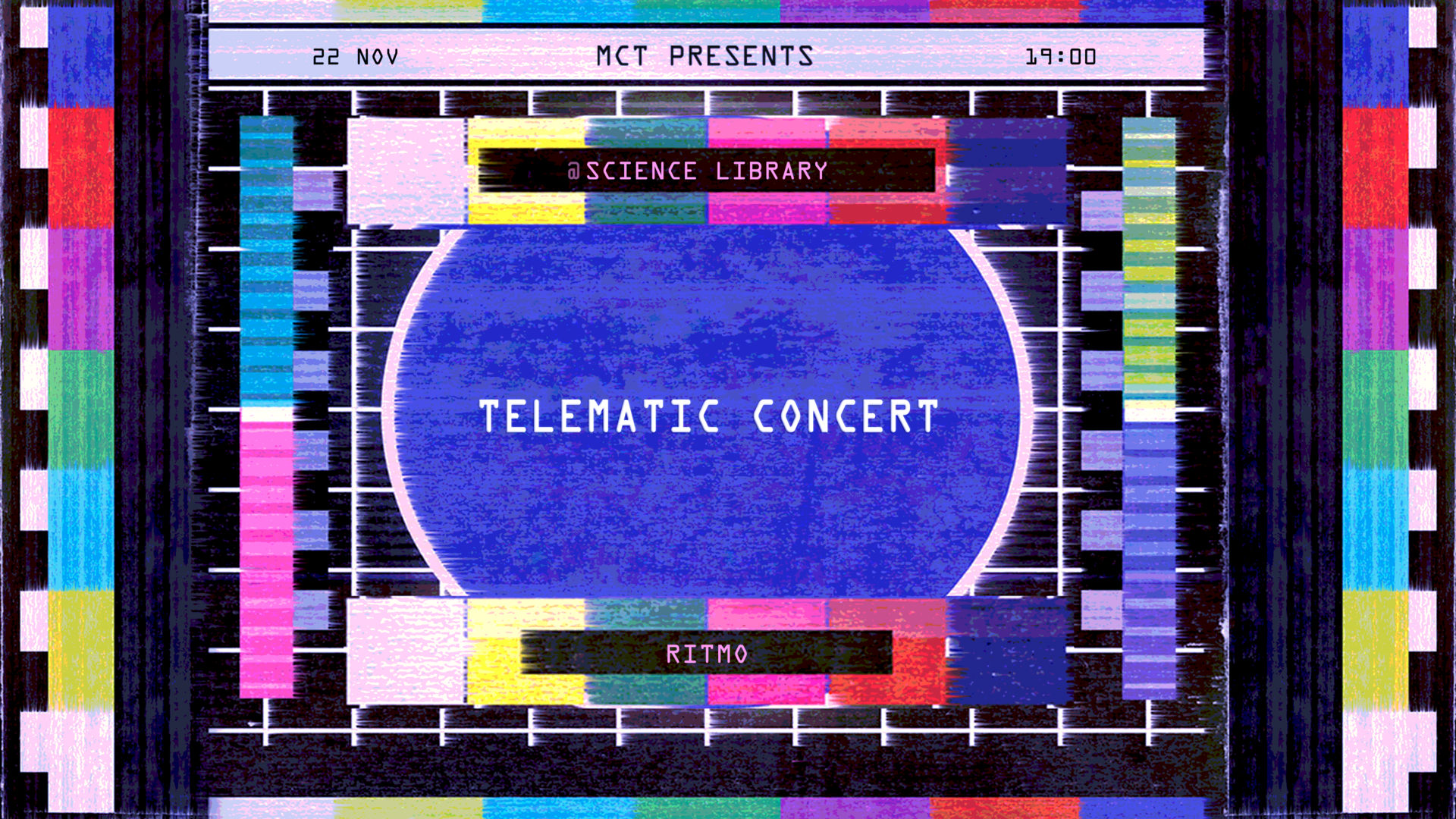 Screenshot of TV with test image in different colours.