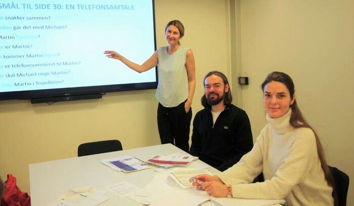 The Ukrainian refugees Pavlo and Camile are attending a Norwegian course that started in September.