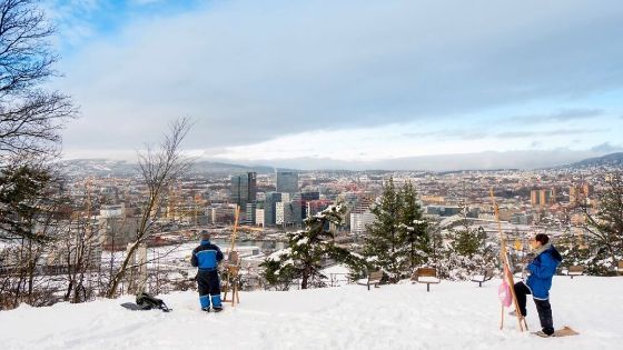 snowy Oslo city