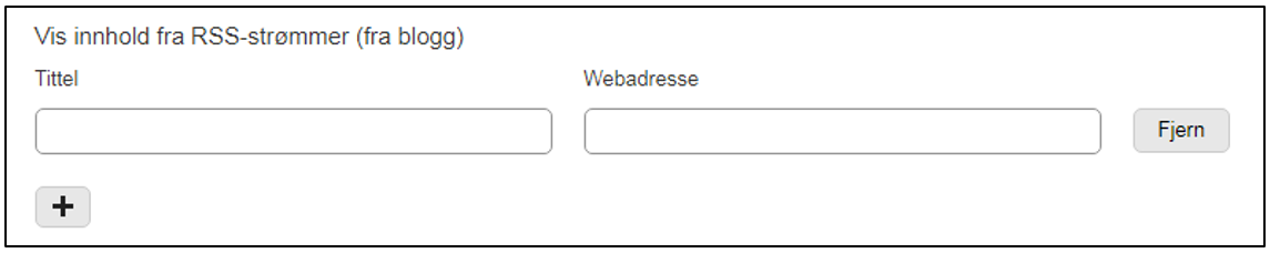 Feltene for tittel og nettadresse til blogg eller sosiale medier.