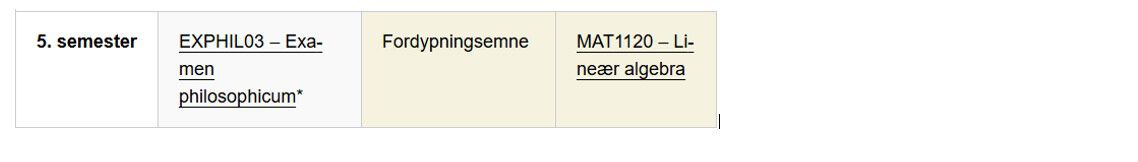 Visning av raden "5.semester"