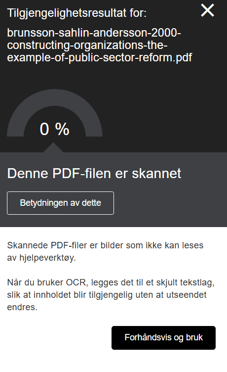 Skjermbilde av OCR-funksjonen i Ally