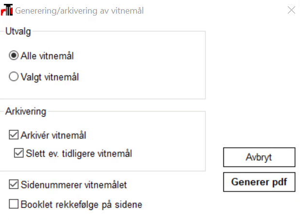 Generere-arkivere vitnemål på papir