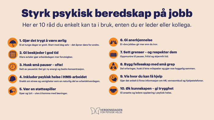Sjekkliste for psykisk beredskap på arbeidsplassen