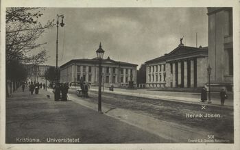 Bilde av Kristiania og Universitetsplassen.