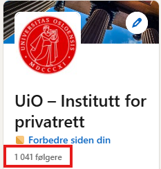 Skjermbilde av følgertall av Linkedin-konto for IFP.