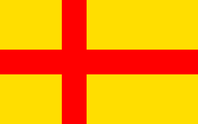 Kalmarunionens flagg i rødt og gult.