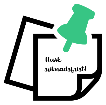 Lapp med tekst husk søknadsfrist