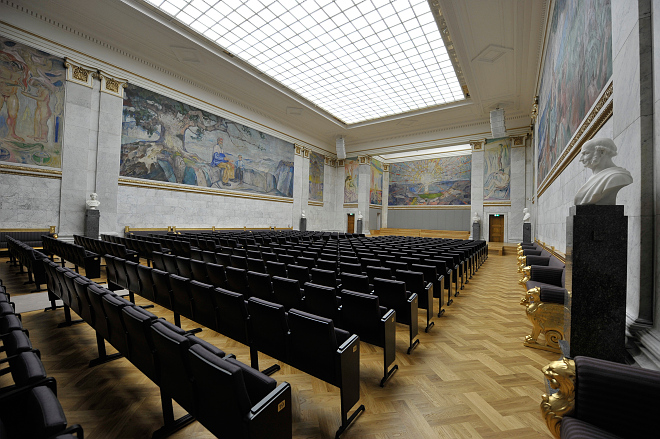 Universitetets aula, malerier av Munch, interiør