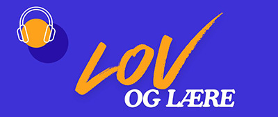 Emblem i blått med Lov og lære i tekst