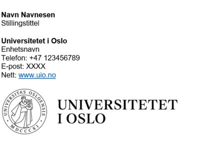Skjermdump av hvordan en signatur kan se ut på UiO