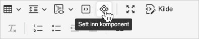 Skjermskudd av komponentknappen i teksteditoren