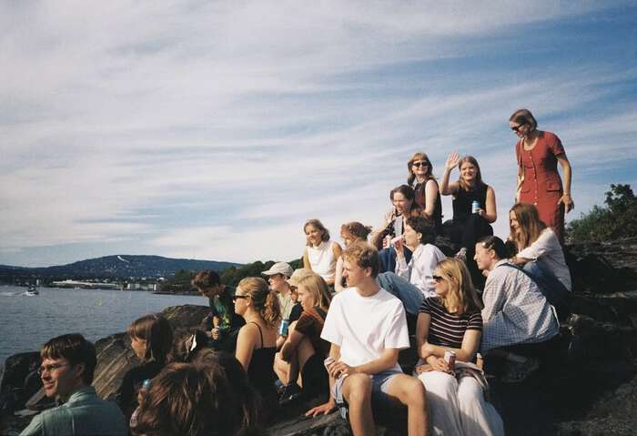 studenter, himmel, svaberg, hav