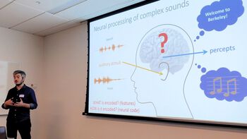 Postdoctoral fellow Ludovic Bellier talks about his explorations of recreating an auditory stimuli from brain data.