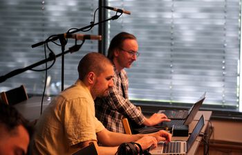 Microphone ,Computer ,Laptop ,Personal computer ,Public address system.