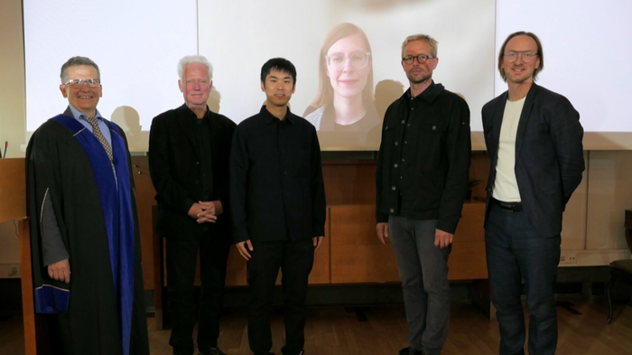 Doctoral candidate Qichao Lan with supervisors and opponents