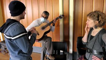 Clothing ,Microphone ,Musical instrument ,String instrument ,Guitar.