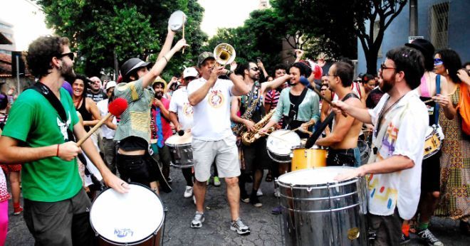 Musicians in a street parade