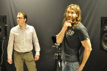 Trousers ,Flash photography ,Audio equipment ,Musician ,Microphone.