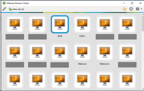 Screen shot of Horizon Client with pools