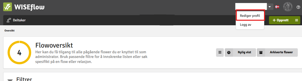 Bilde som viser hvor man velger rediger profil
