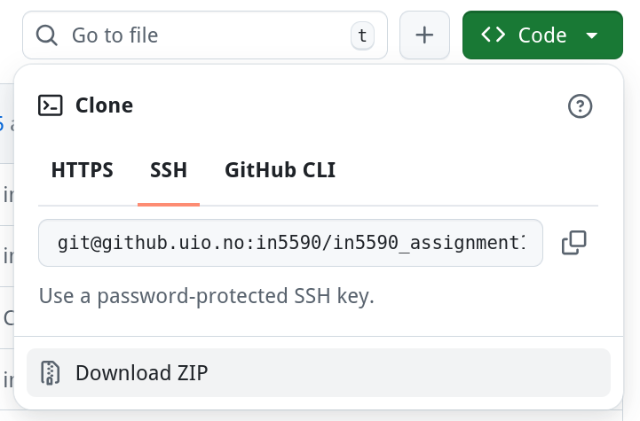 The Download ZIP button