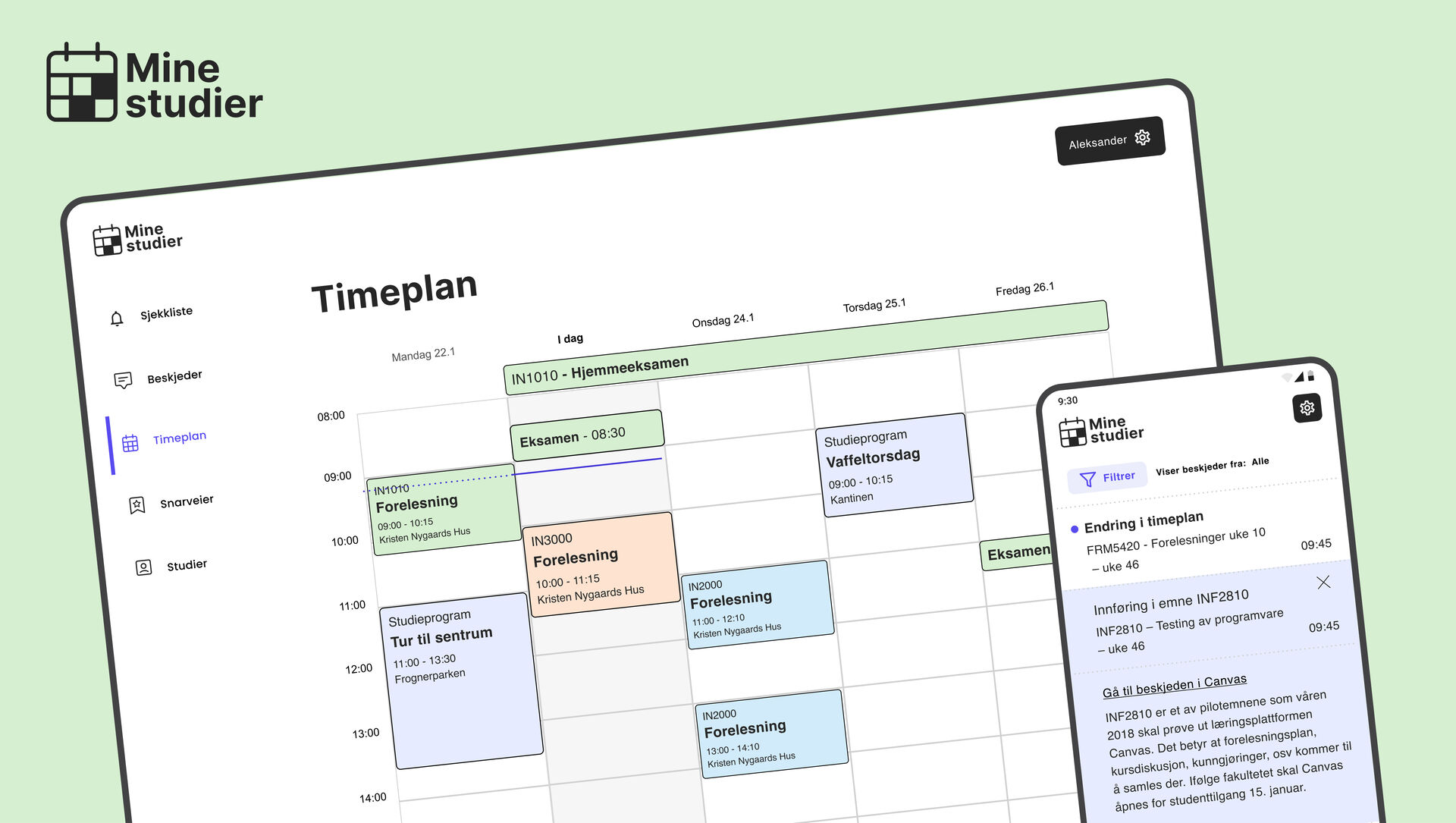 Illustrasjon av Mine studier i app-format