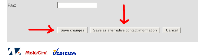 Contact information buttons