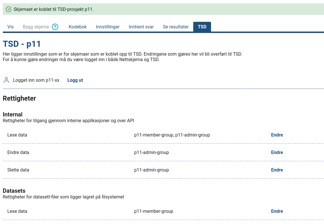 Skjermdump av funksjonalitet