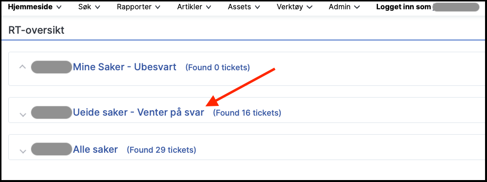 Red arrow pointing to a search on the dashboard.