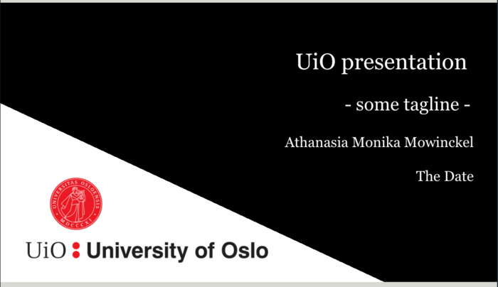Bilde av templatet for UiO xaringan presentasjon slides. 