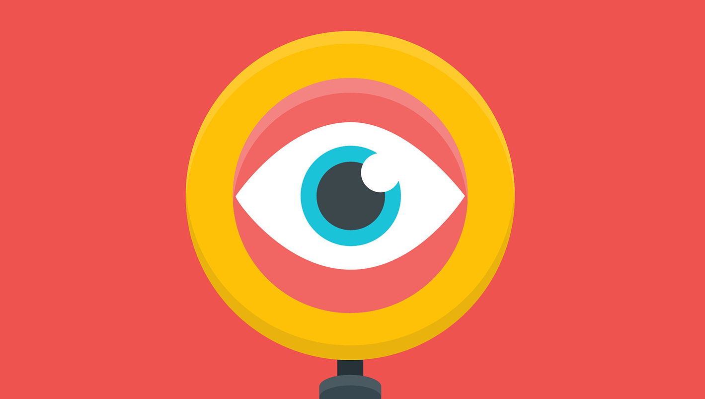 Eye, magnifying glass