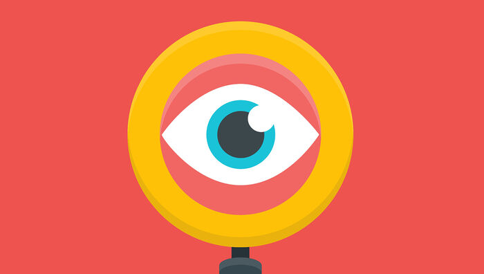 Eye, magnifying glass